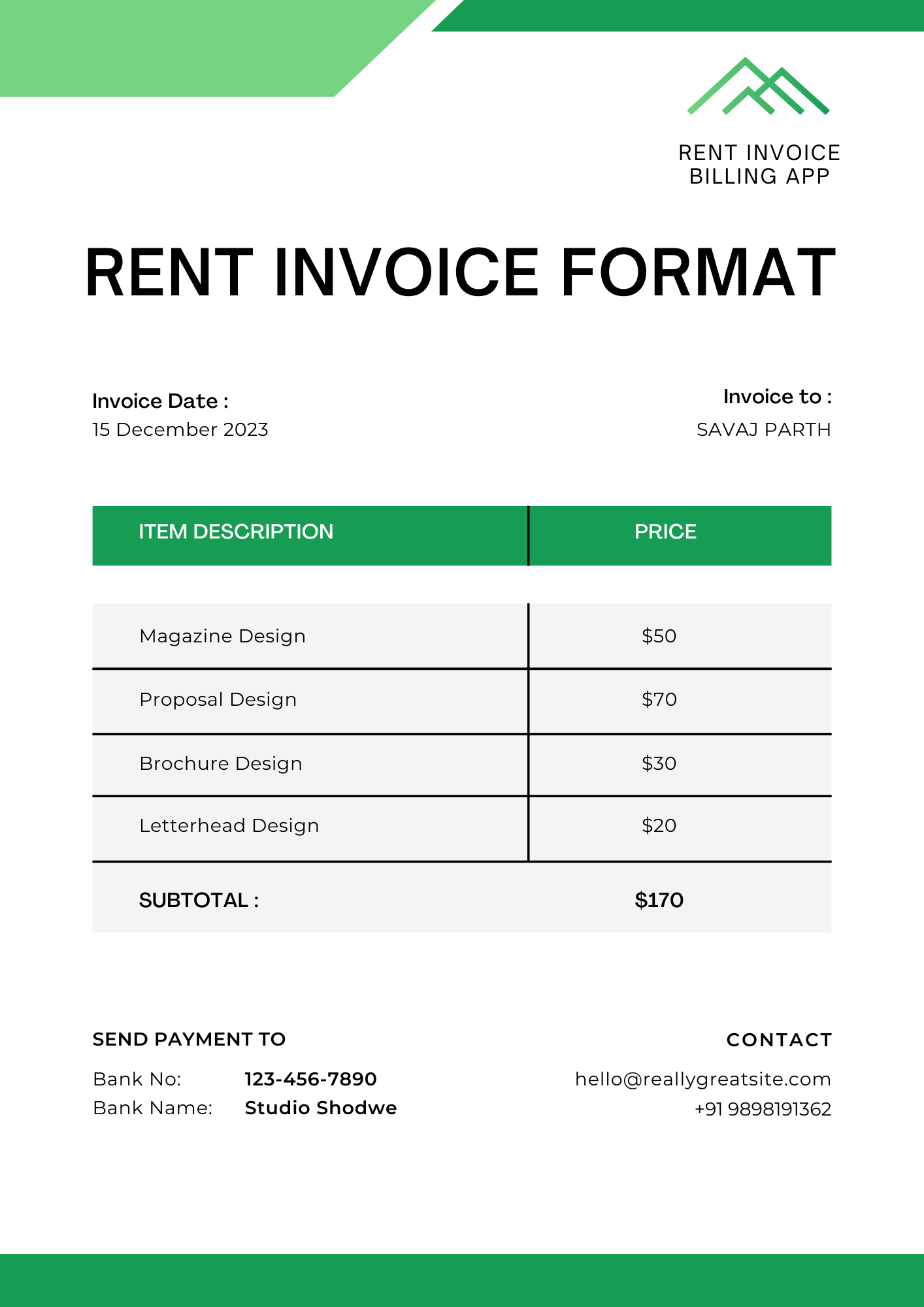 FREE Sale INVOICE FORMAT